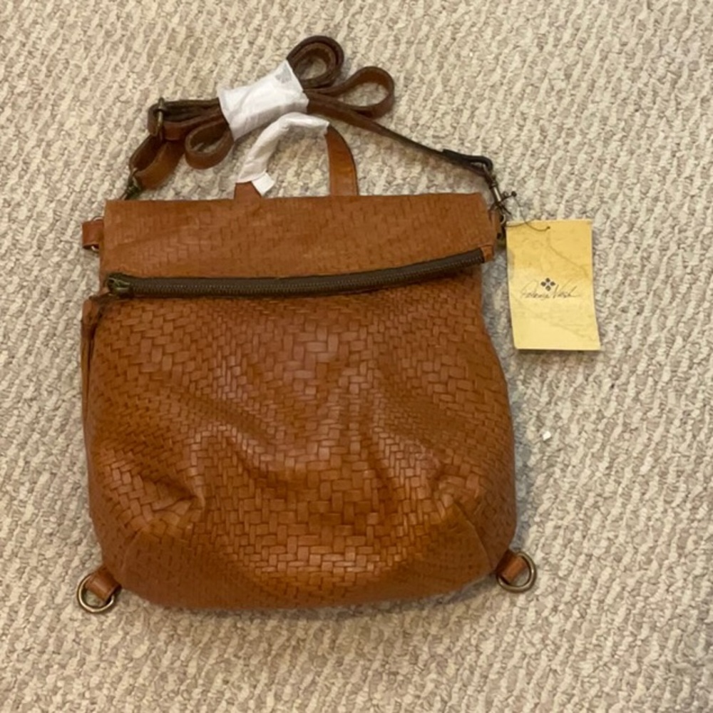Patricia Nash Tan Woven Leather Backpack
